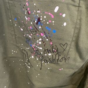 Zara Army Green Paint Splattered Cargo Pants